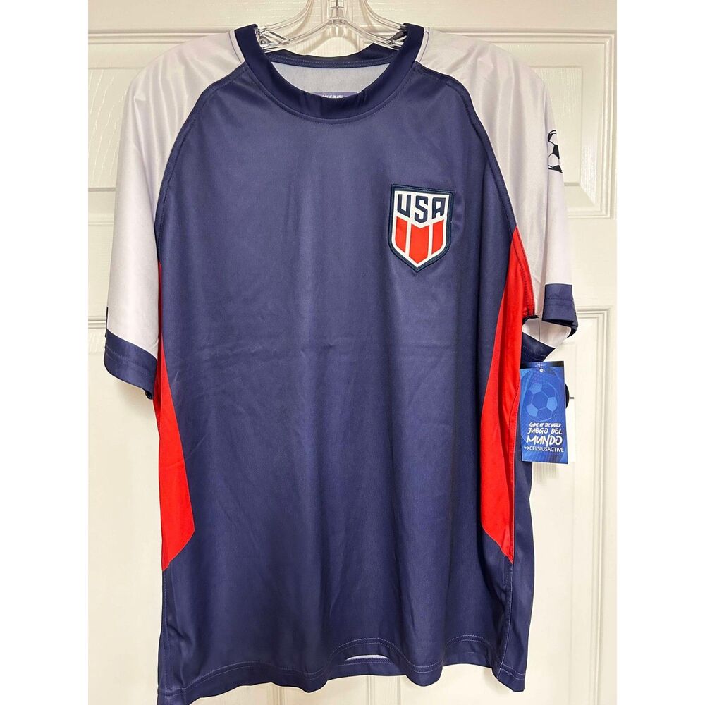Team USA Soccer Football Jersey L Juego Del Mundo Shirt